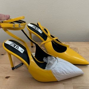 Zara Yellow Slingback Heels